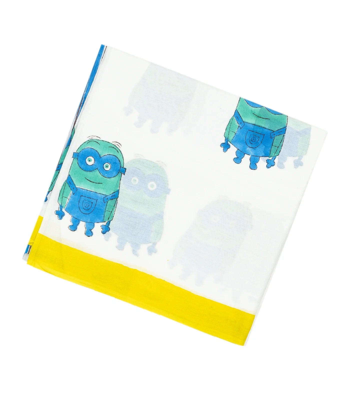 White Woven Jaipur Cotton Saree Printed With Minion Motifs