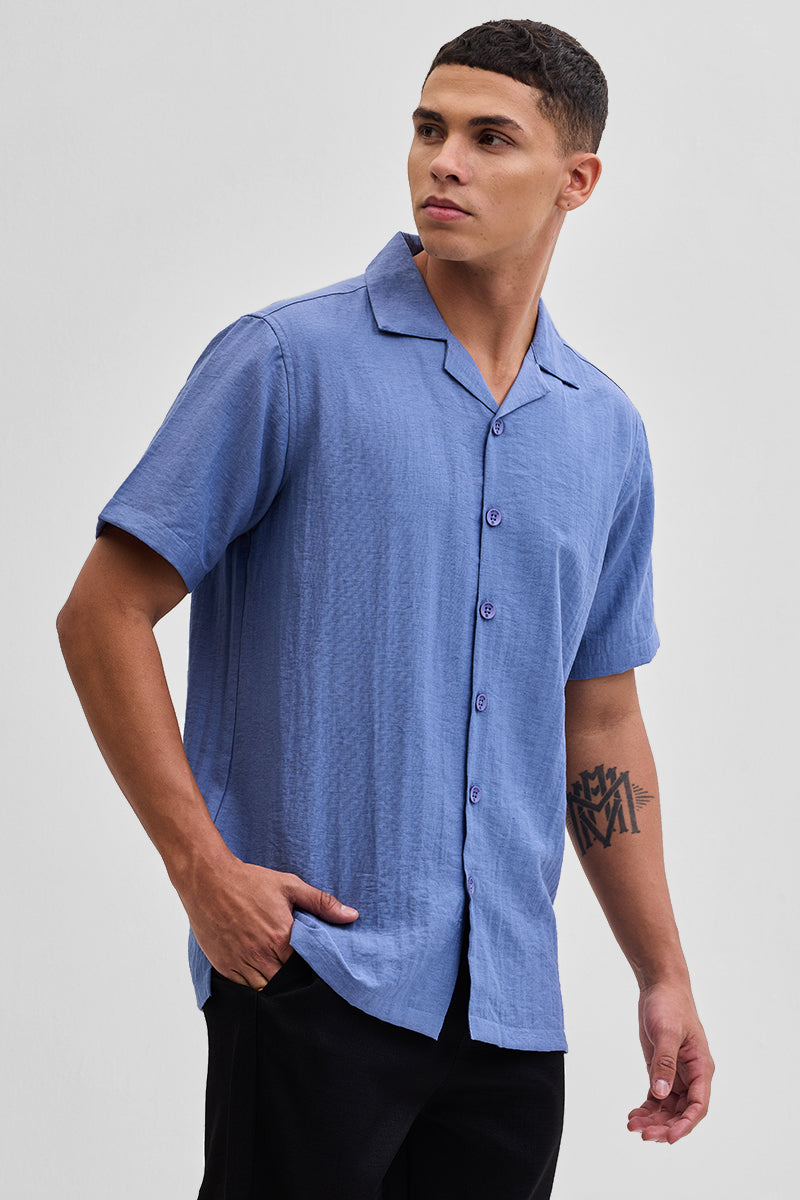 Blue Box Fit Linen Blend Shirt