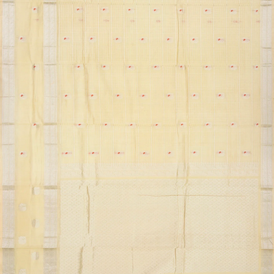 Cream Handloom Chirala Soft Silk Saree With Annam Motifs-Cream