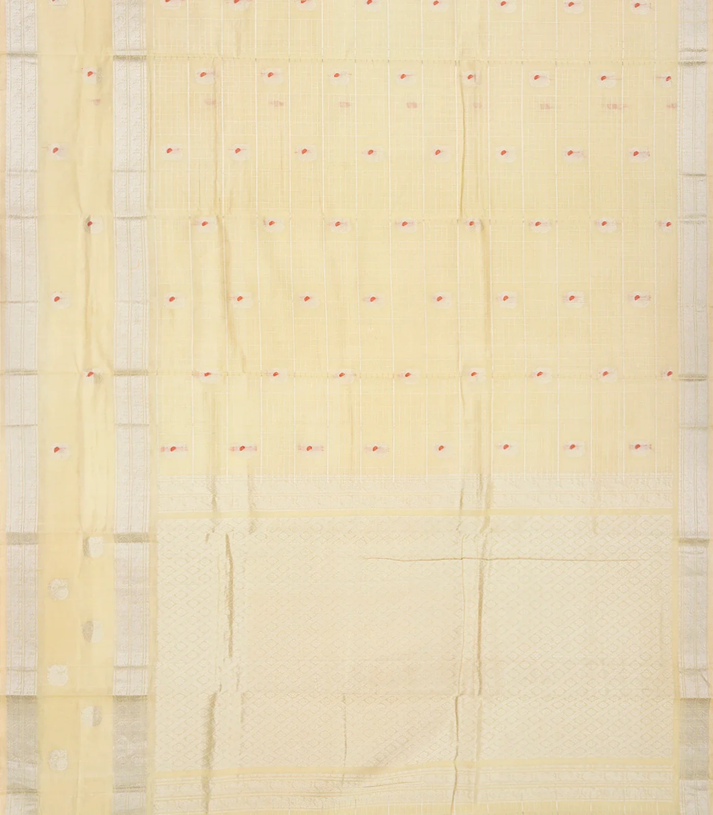 Cream Handloom Chirala Soft Silk Saree With Annam Motifs-Cream