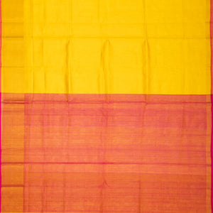 Yellow Handloom Uppada Plain Silk Saree With Red Border