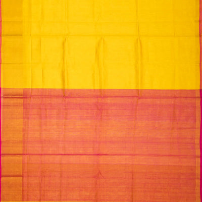 Yellow Handloom Uppada Plain Silk Saree With Red Border