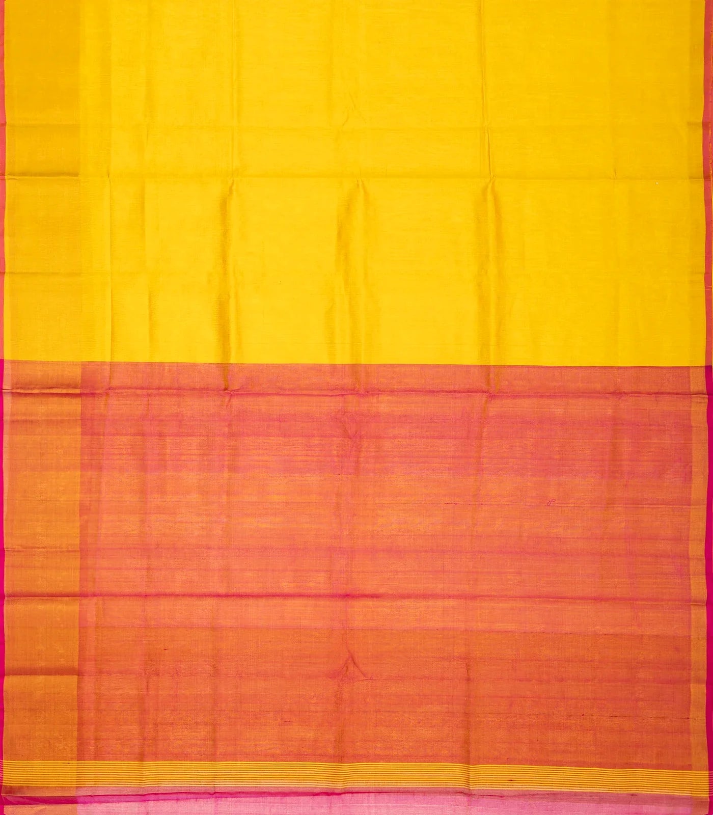 Yellow Handloom Uppada Plain Silk Saree With Red Border