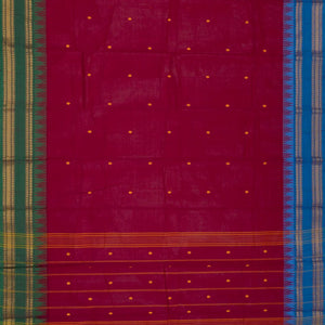 Pink Handloom Chettinad Cotton Saree With Floral Buttas