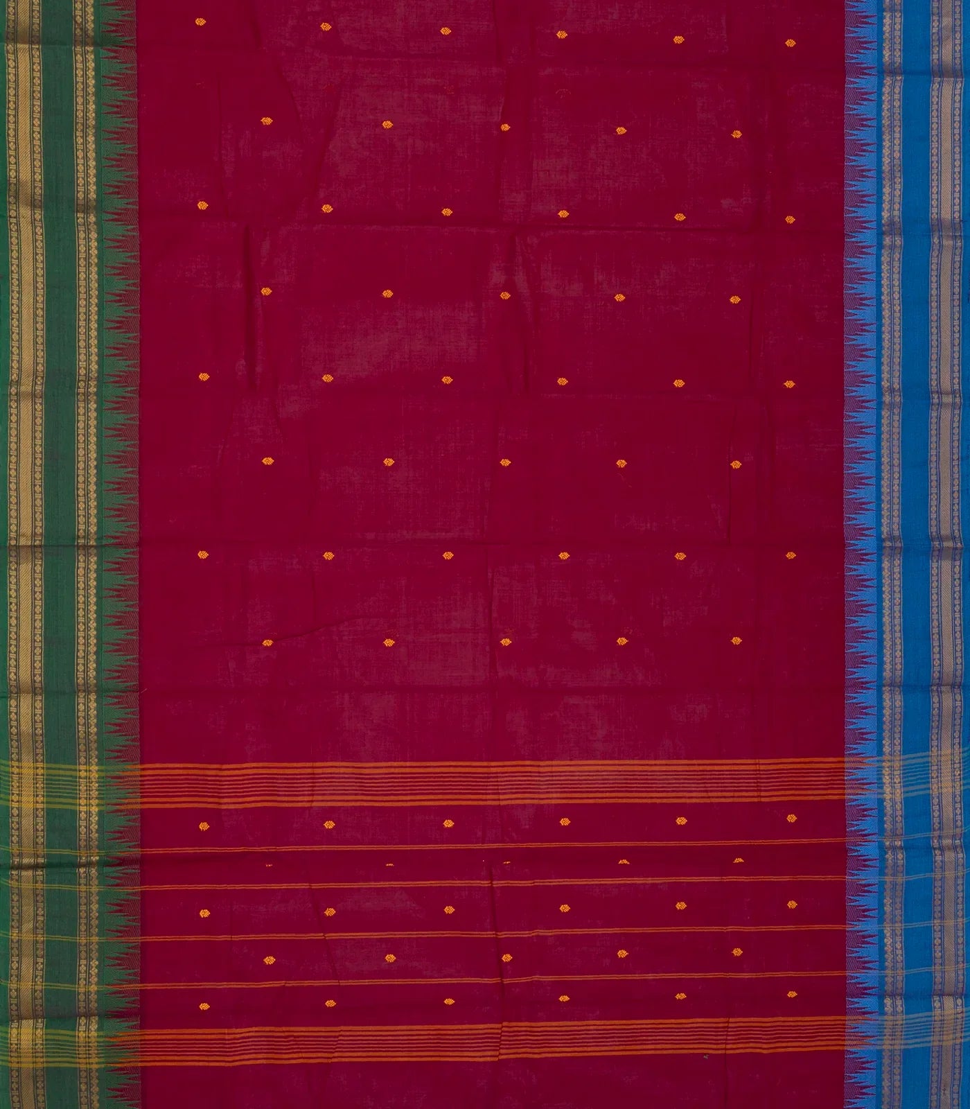 Pink Handloom Chettinad Cotton Saree With Floral Buttas