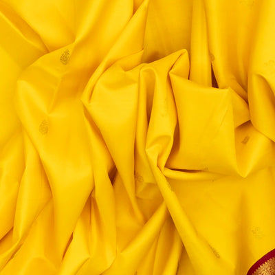 Yellow Handloom Korvai Kanchipuram Silk Saree With Annam Buttas