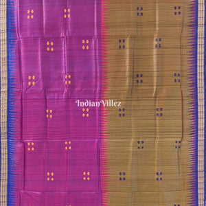 Blue Mehendi & Tyrian Purple Gopalpur Tussar Silk Saree (Maha Laxmi)