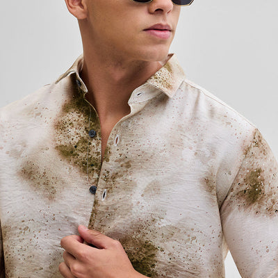 Cream Textured Abstract Shirt