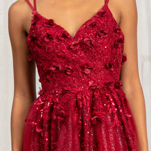 3D Floral Strappy Back Gown by Elizabeth K GL3033 - Outlet