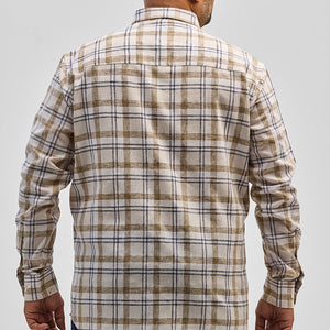 Light Brown Checks Linen Blend Shirt