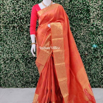 Orange Kanchipuram Silk Saree