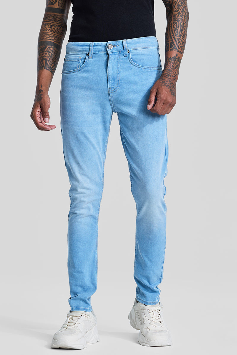 Light Blue Tapered Fit Jeans