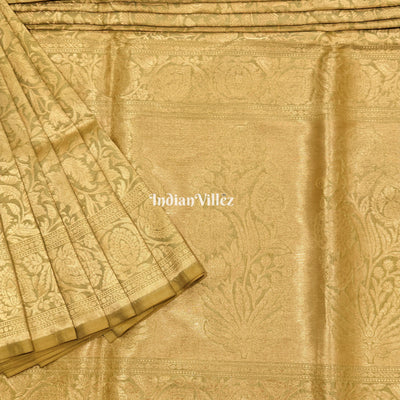 Golden Floral Theme Designer Banarasi Katan Silk Saree