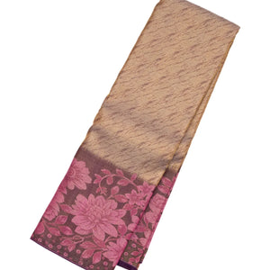 Beige Handloom Kanchipuram Silk Saree With Abstract Motifs