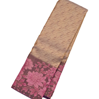 Beige Handloom Kanchipuram Silk Saree With Abstract Motifs