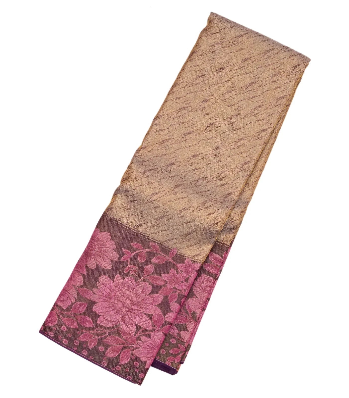 Beige Handloom Kanchipuram Silk Saree With Abstract Motifs