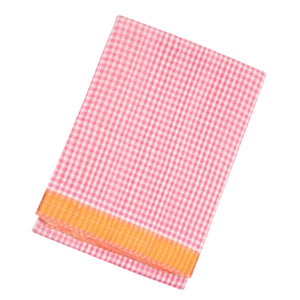 Pink Mangalagiri Cotton Saree With Checks & Zari Border