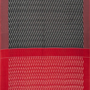 Dark Grey Handwoven Orissa Cotton Saree With Tie & Dye Stripes