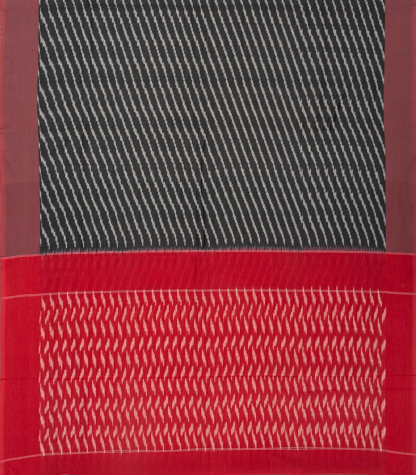 Dark Grey Handwoven Orissa Cotton Saree With Tie & Dye Stripes