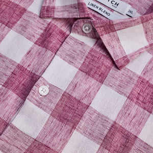 Red Checks Linen Blend Shirt