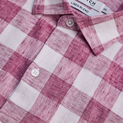 Red Checks Linen Blend Shirt