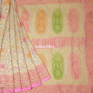 Flower Design Banarasi Khaddi Georgette Saree