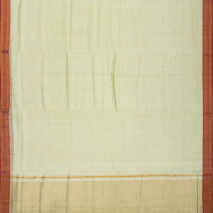 Light Green Mangalagiri Cotton Saree With Stripes & Contrast Border