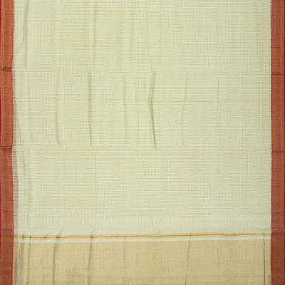 Light Green Mangalagiri Cotton Saree With Stripes & Contrast Border