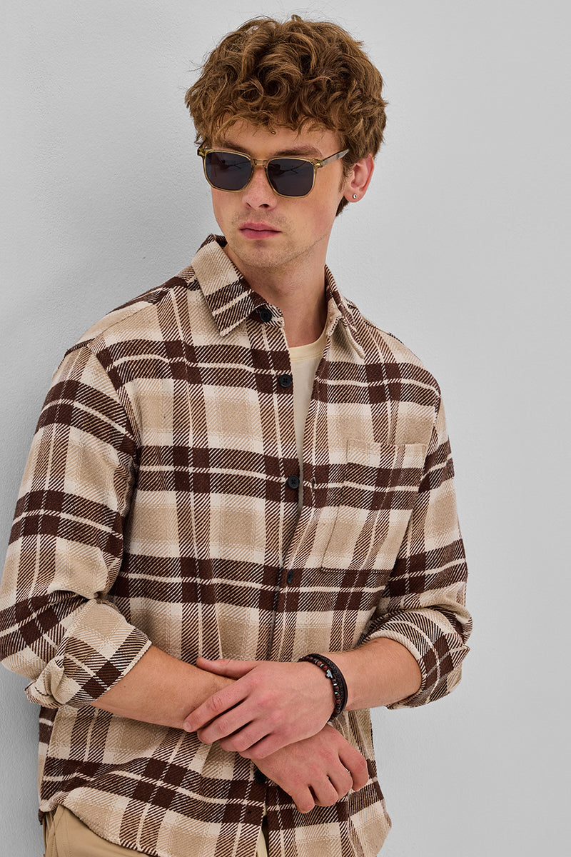 Dark Blue Flannel Checks Overshirt