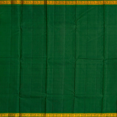 Yellow Handloom Kanchipuram Korvai Silk Saree With Green Border