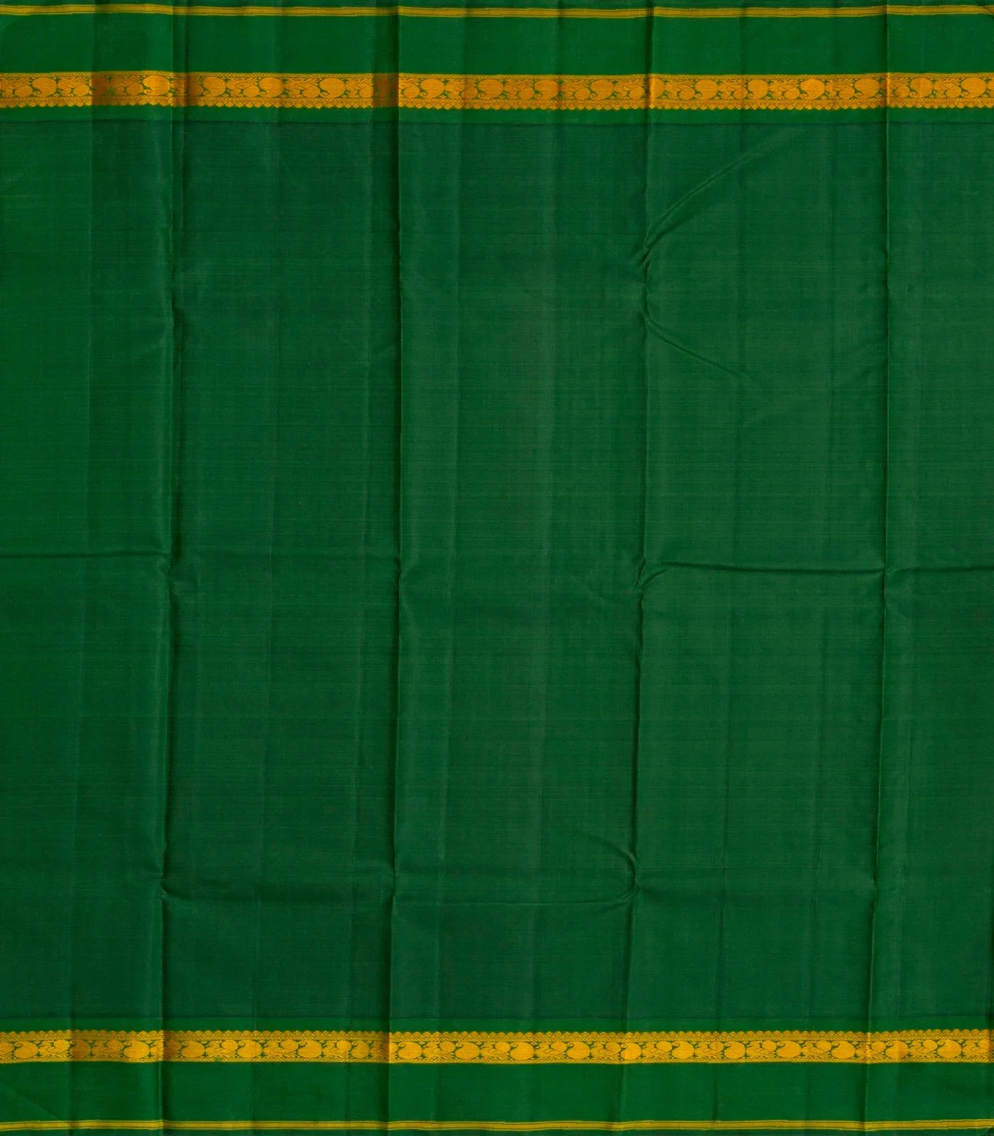 Yellow Handloom Kanchipuram Korvai Silk Saree With Green Border