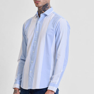 Light Blue Stripes Slim Fit Shirt