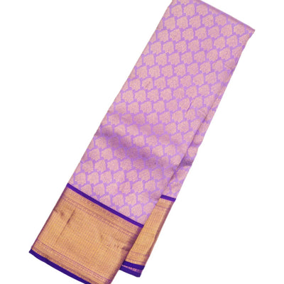 Lavender Handloom Kanchipuram Korvai Silk Saree With Floral Motifs