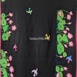 Black Pattachitra Pichwai Art Saree