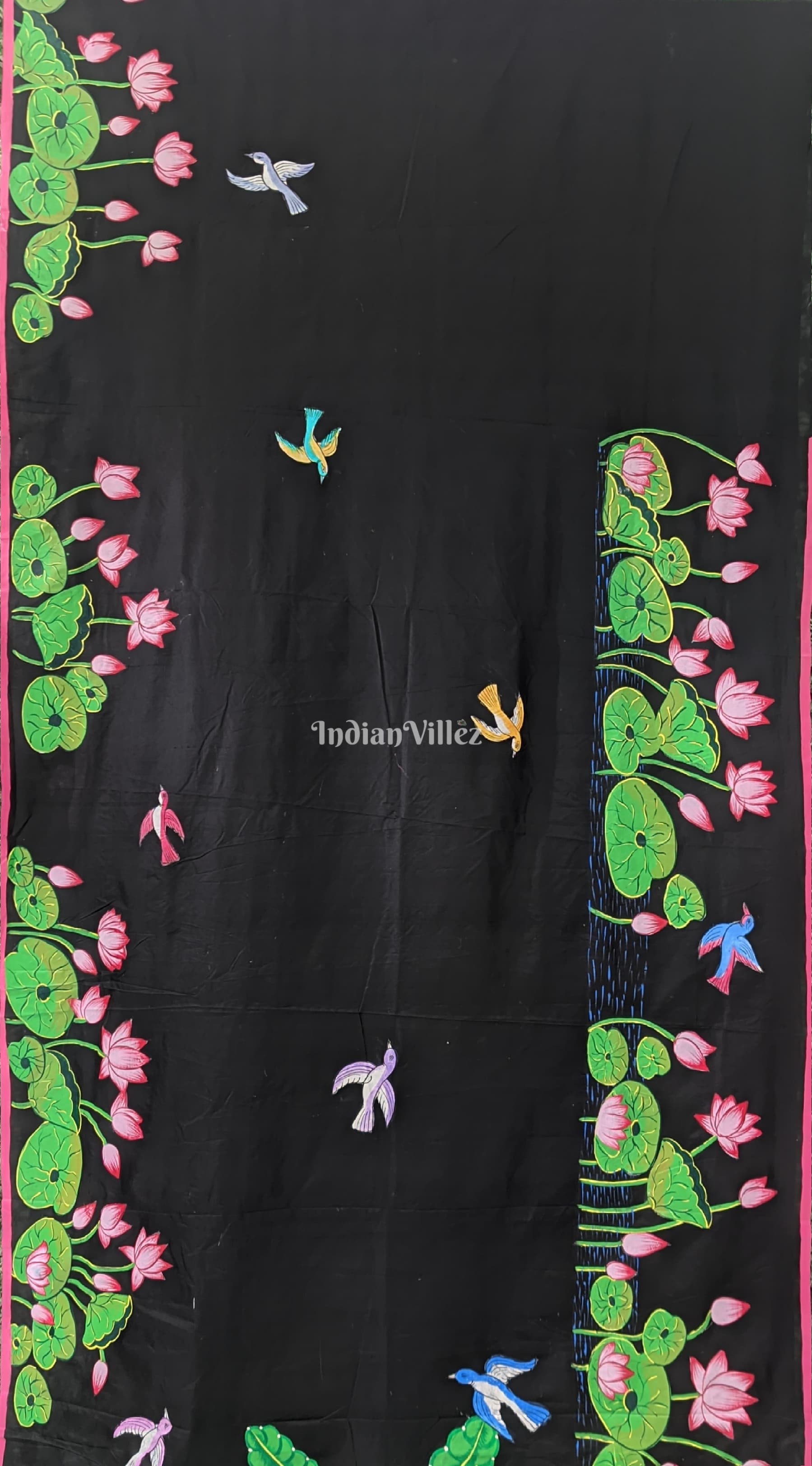 Black Pattachitra Pichwai Art Saree