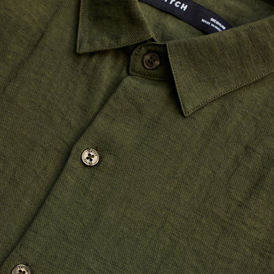 Olive Slim Fit Linen Shirt