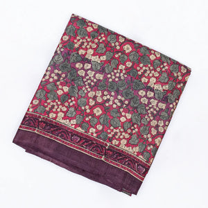 Purple Handloom Tussar Silk Saree With Printed Floral Motifs