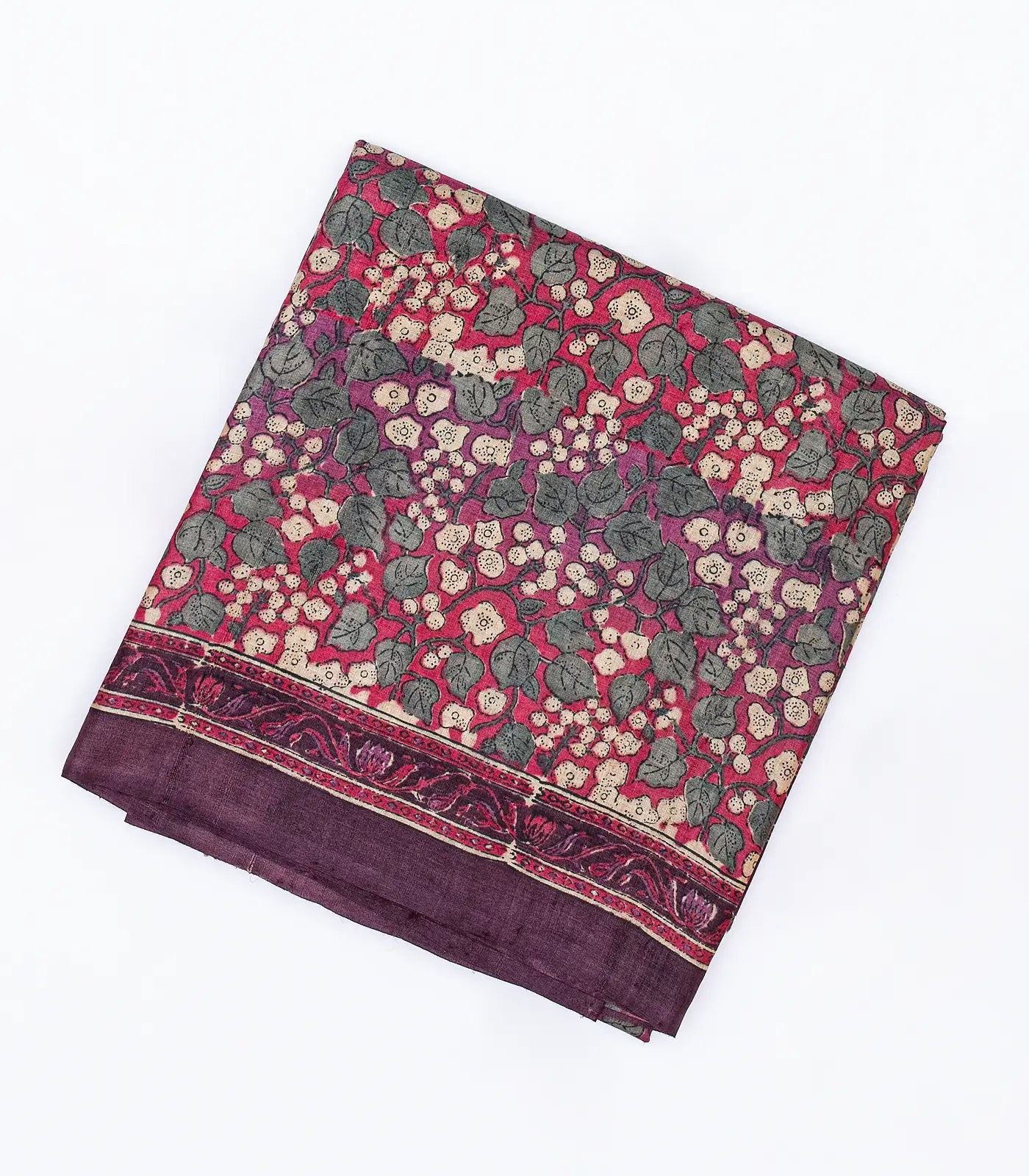 Purple Handloom Tussar Silk Saree With Printed Floral Motifs