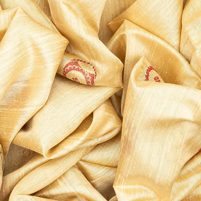 Cream Handwoven Tussar Silk Saree With Floral Motifs-Cream