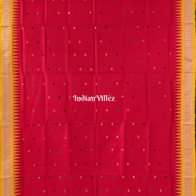 Red Yellow Dolabedi Sambalpuri Bomkai Silk Saree
