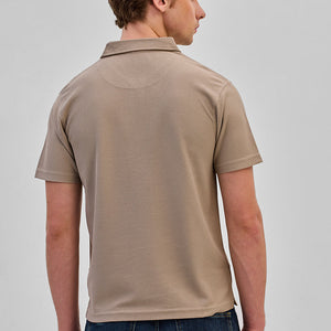 Beige Textured Polo T-Shirt