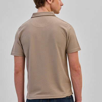 Beige Textured Polo T-Shirt