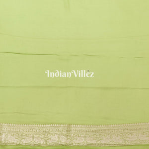 Parrot Green Banarasi Khaddi Georgette Saree with Tassels