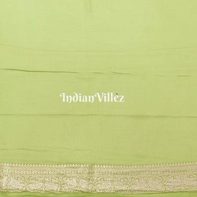 Parrot Green Banarasi Khaddi Georgette Saree with Tassels