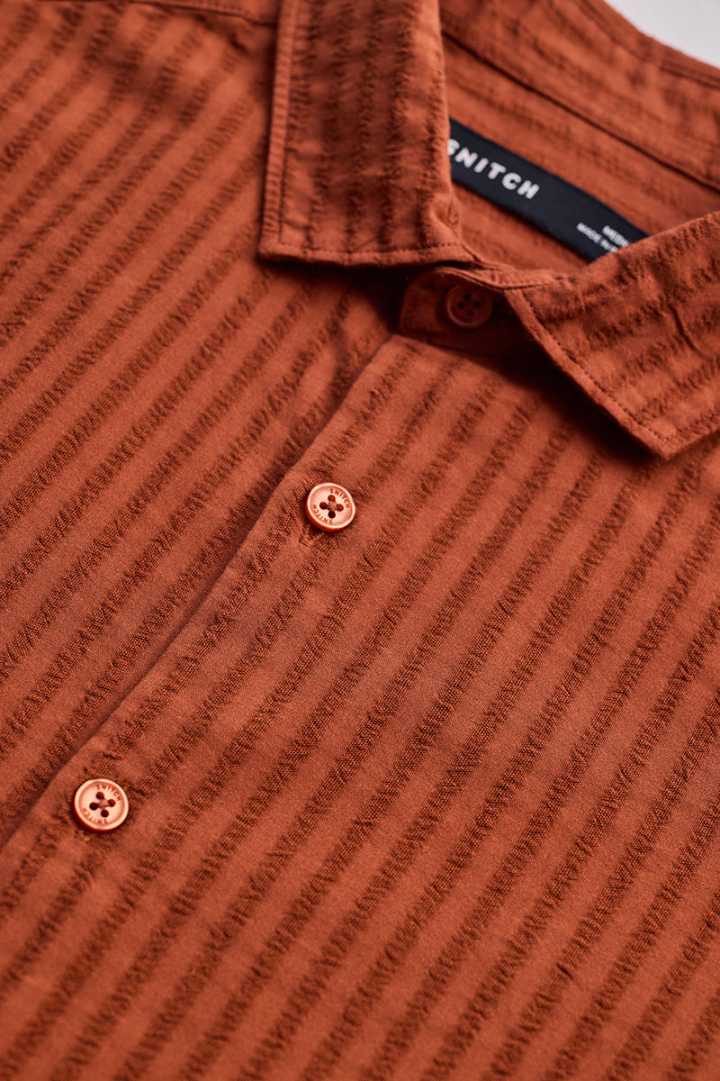 Rust Stripes Slim Fit Shirt