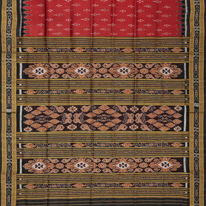 Crimson Handloom Orissa Silk Saree With Tie & Dye Floral Motifs