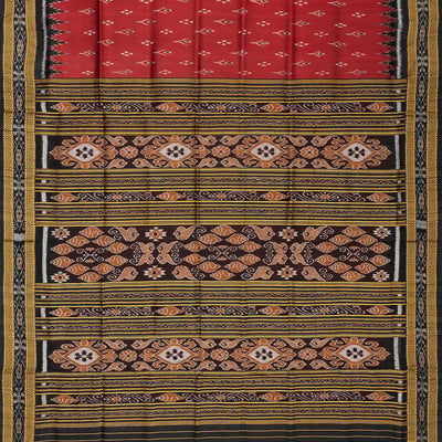 Crimson Handloom Orissa Silk Saree With Tie & Dye Floral Motifs