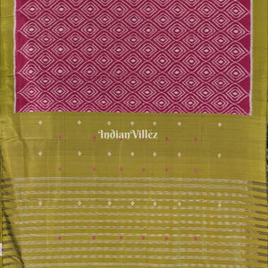 Pink Parrot Green Odisha Ikat Contemporary Silk Saree