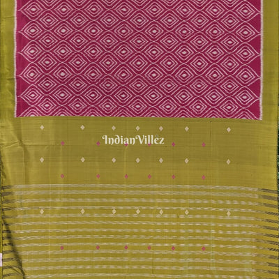 Pink Parrot Green Odisha Ikat Contemporary Silk Saree