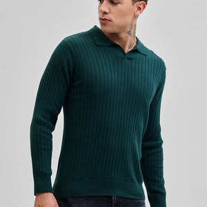 Dark Green Textured Polo T-Shirt
